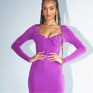 New Princess Polly Long Sleeve
Corset Style Purple Bodycon Dress Size 8